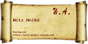 Witz Anikó névjegykártya